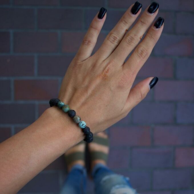 African Turquoise Adjustable Diffuser Anxiety Bracelet - Image 4