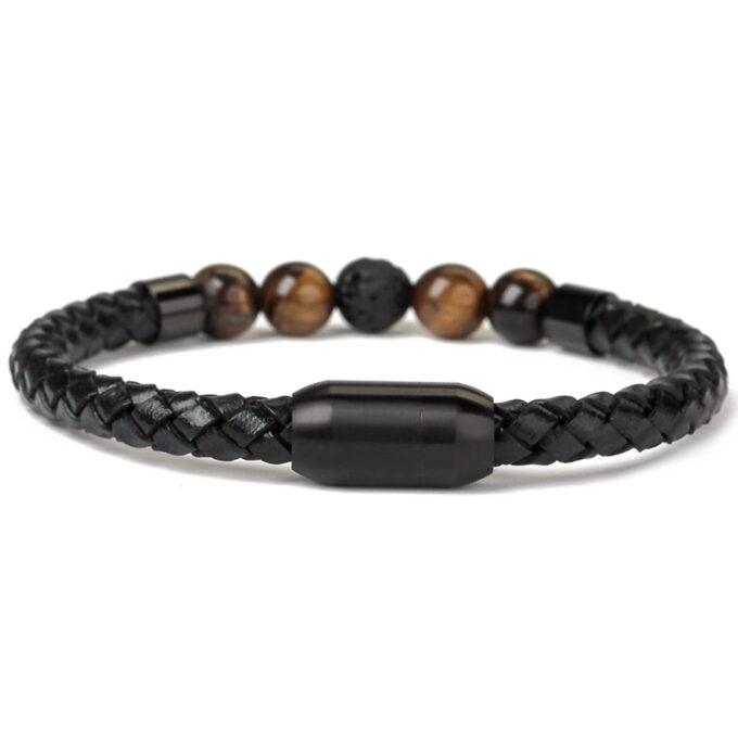 Magnetic Clasp Tiger Eye Lava Stone Anti Anxiety Bracelet - Image 2