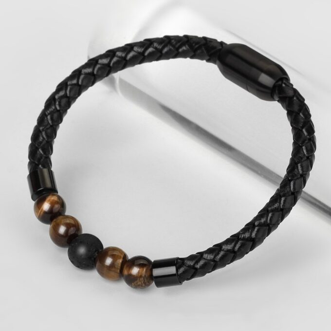 Magnetic Clasp Tiger Eye Lava Stone Anti Anxiety Bracelet - Image 3