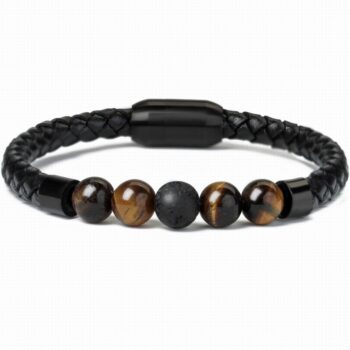 Magnetic Clasp Tiger Eye Lava Stone Anti Anxiety Bracelet