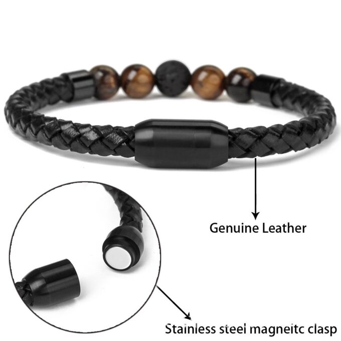 Magnetic Clasp Tiger Eye Lava Stone Anti Anxiety Bracelet - Image 5