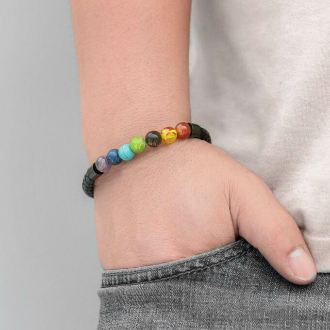 Magnetic Clasp 7 Chakra Stone Anxiety Bracelet - Image 3