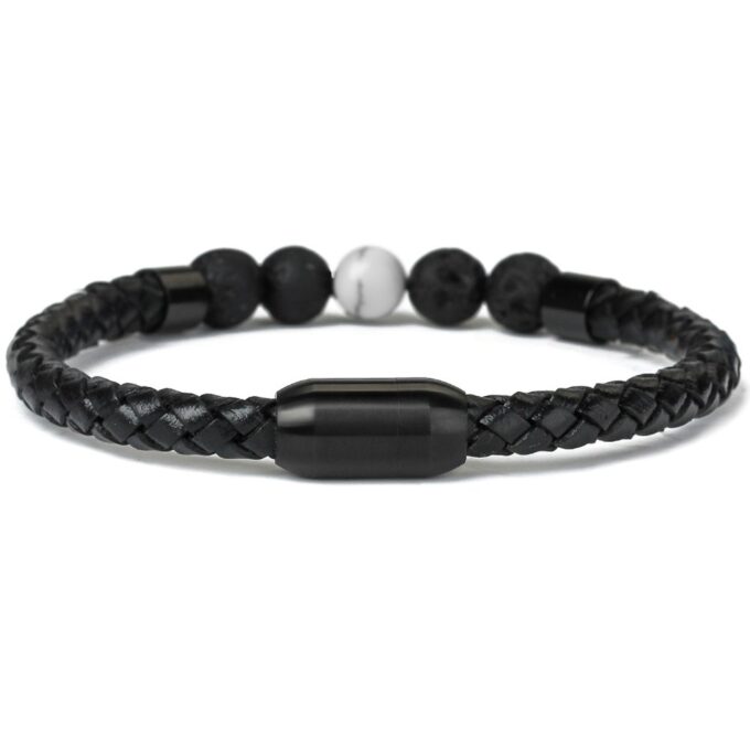 Magnetic Clasp Tiger Eye White Howlite Genuine Leather Anxiety Bracelets - Image 2