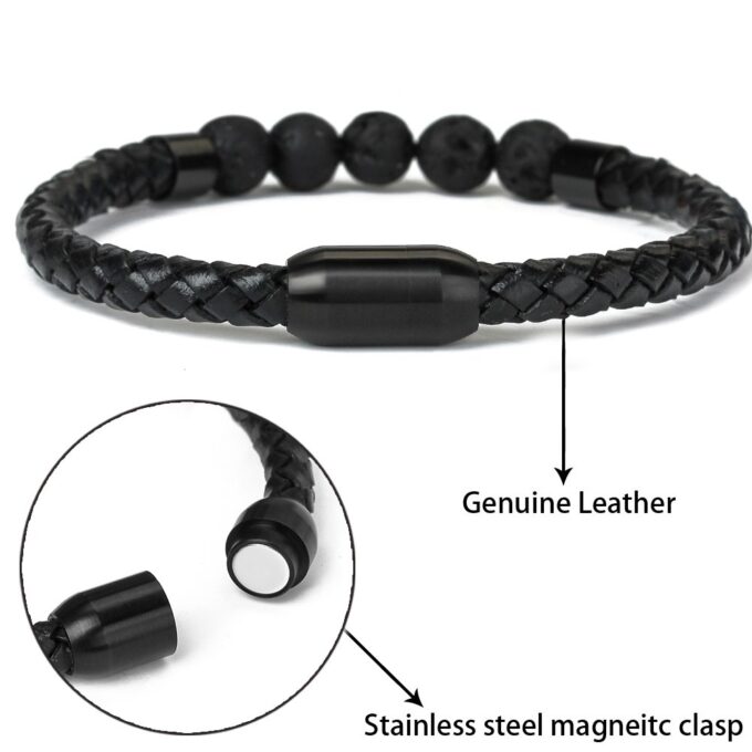 Magnetic Clasp Genuine Leather Diffuser Anxiety Bracelets - Image 3