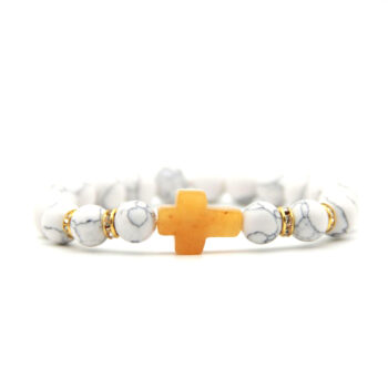 White Howlite Gemstone Topaz Cross Anxiety Bracelet