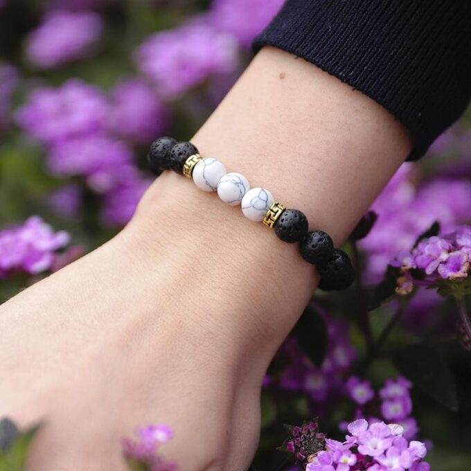 White Howlite Diffuser Anxiety Bracelet - Image 3