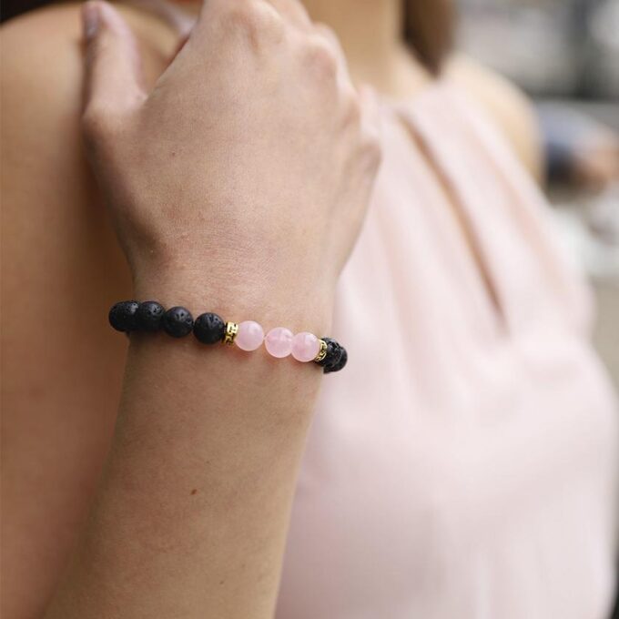 Rose Quartz Diffuser Anxiety Bracelet - Image 3