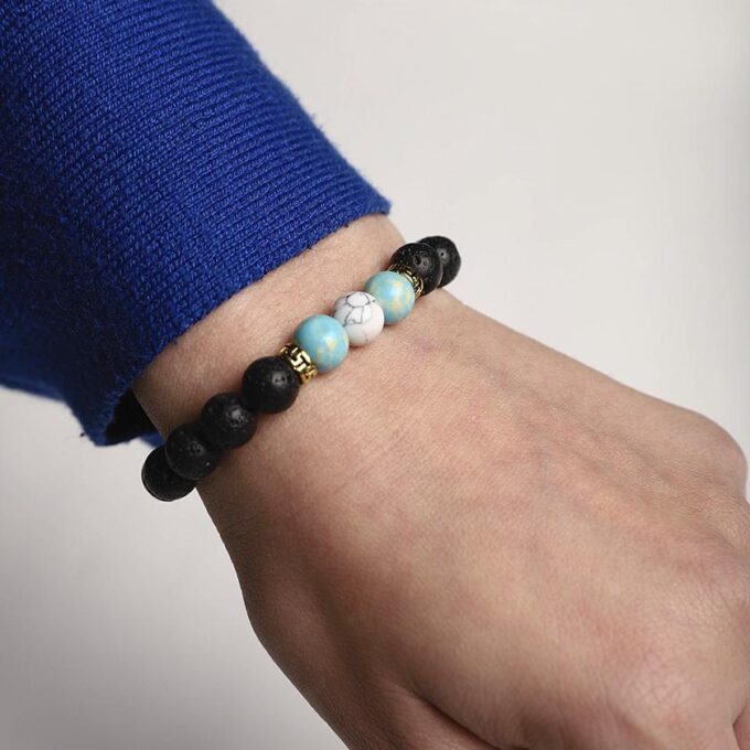 Turquoise Howlite Diffuser Anxiety Bracelet - Image 3