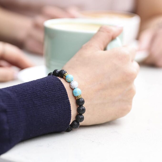 Turquoise Howlite Diffuser Anxiety Bracelet - Image 4
