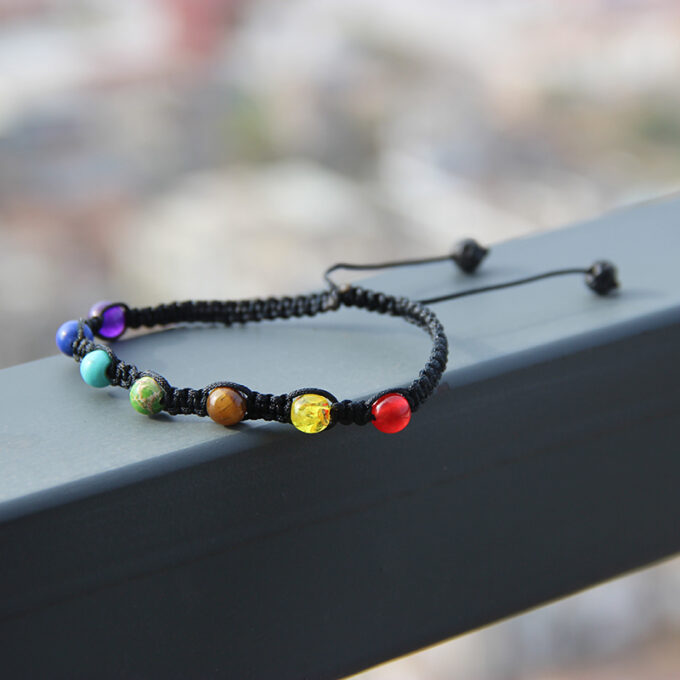7 Chakra Mini Adjustable Anxiety Bracelet - Image 4