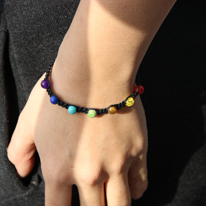 7 Chakra Mini Adjustable Anxiety Bracelet - Image 5