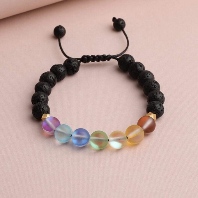 Glow Glass Chakra Adjustable Anxiety Bracelet - Image 2