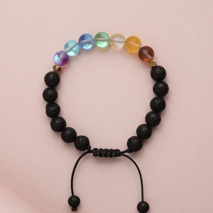 Glow Glass Chakra Adjustable Anxiety Bracelet - Image 4
