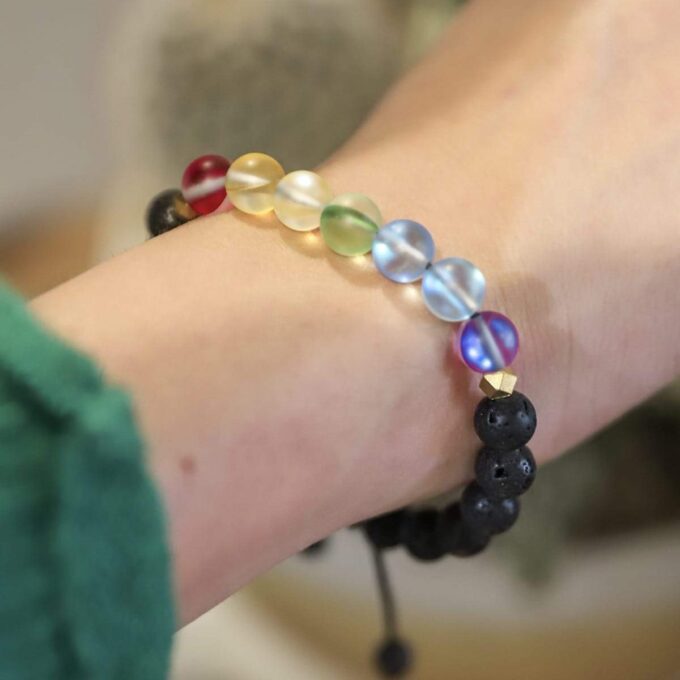 Glow Glass Chakra Adjustable Anxiety Bracelet - Image 5