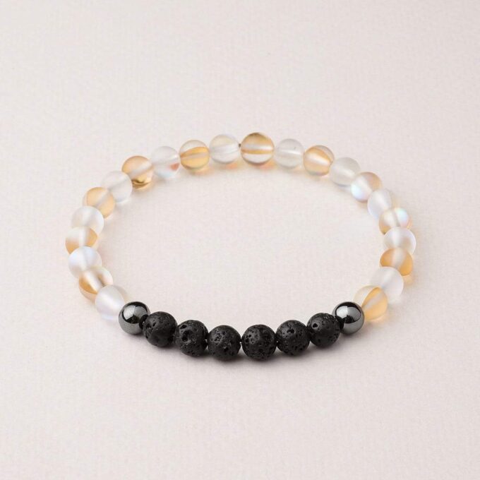 Glow Glass (Clear And Champagne) Anxiety Bracelet - Image 2