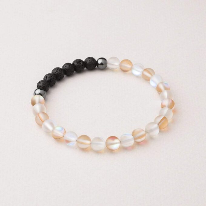 Glow Glass (Clear And Champagne) Anxiety Bracelet - Image 3