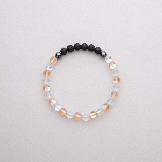Glow Glass (Clear And Champagne) Anxiety Bracelet - Image 4