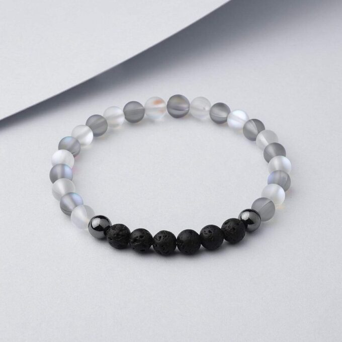 Glow Glass (Clear And Grey) Anxiety Bracelet - Image 2