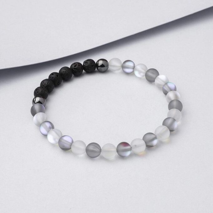 Glow Glass (Clear And Grey) Anxiety Bracelet - Image 3