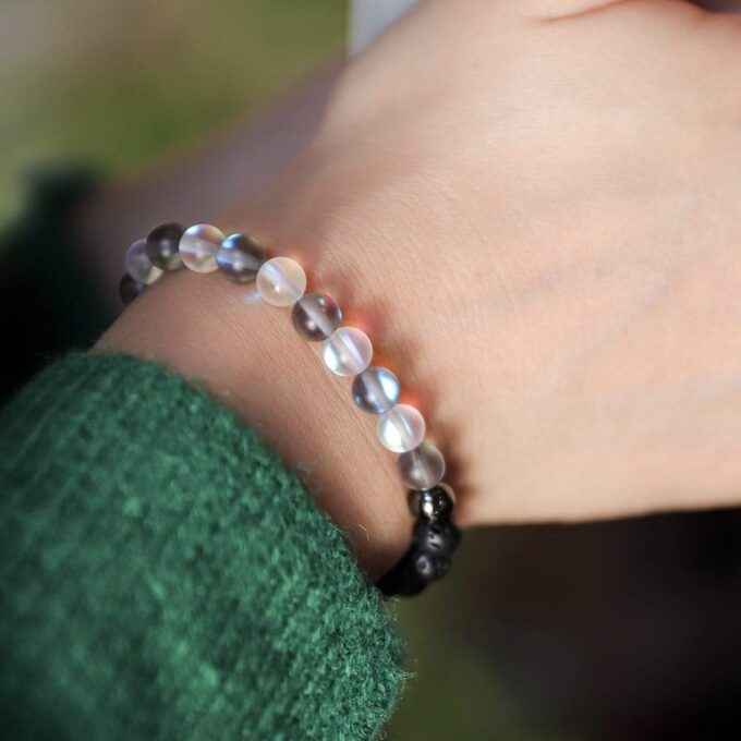 Glow Glass (Clear And Grey) Anxiety Bracelet - Image 6