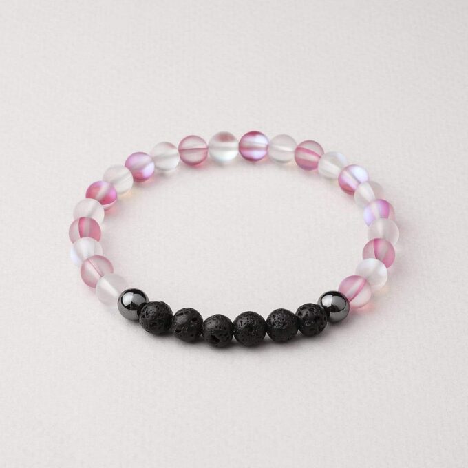 Glow Glass (Clear And Pink) Anxiety Bracelet - Image 3