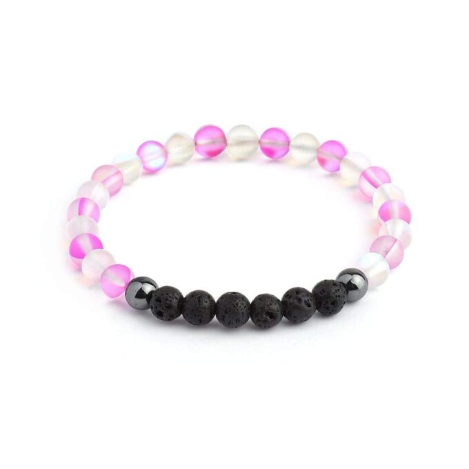 Glow Glass (Clear And Pink) Anxiety Bracelet