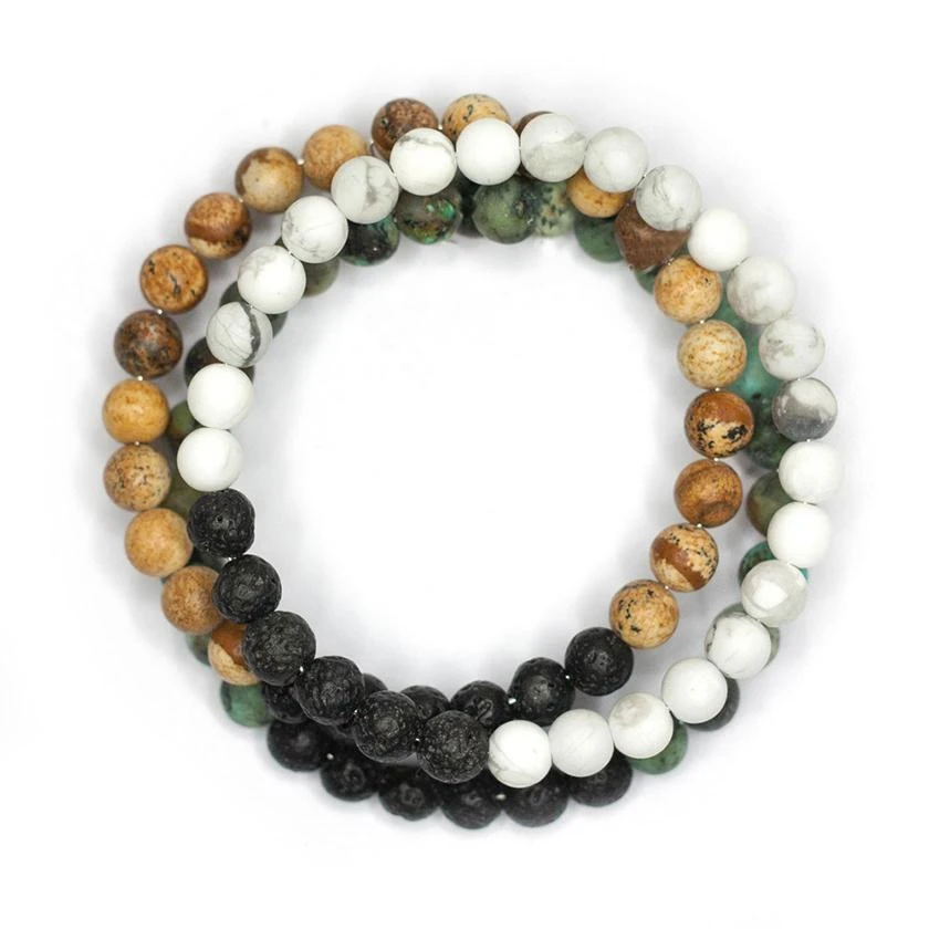 Diffuser Anxiety Bracelet 3-Pack (Green/Brown)