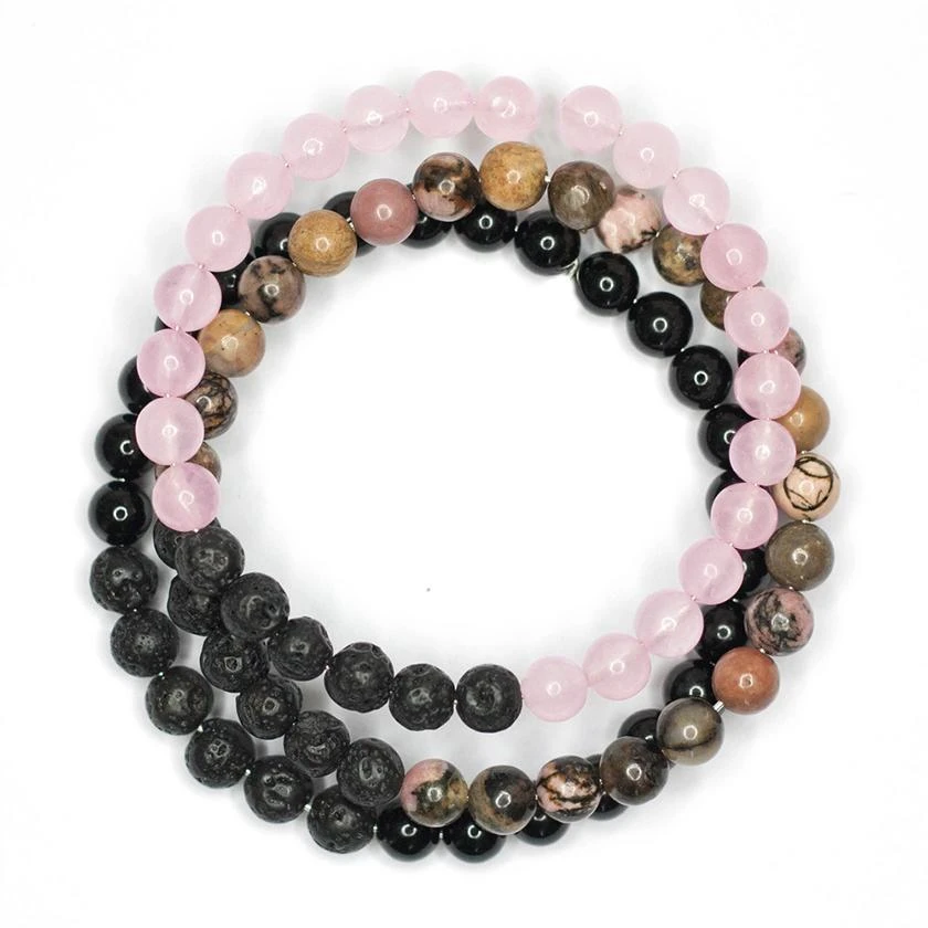 Diffuser Anxiety Bracelet 3-Pack (Pink/Black)