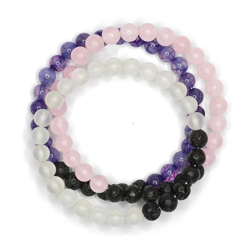 Diffuser Anxiety Bracelet 3-Pack (Purple/Pink)