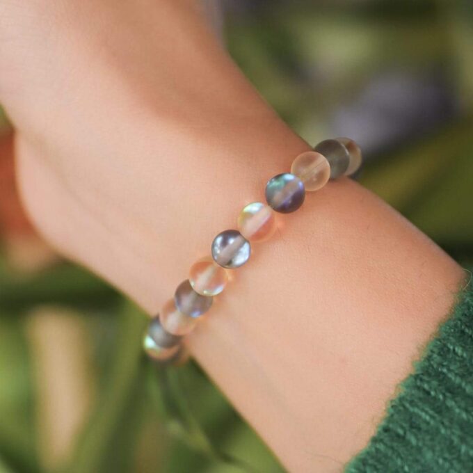 Glow Glass (Grey And Champagne)  Anxiety Bracelet - Image 6