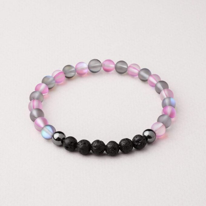 Glow Glass (Grey And Pink) Anxiety Bracelet - Image 2