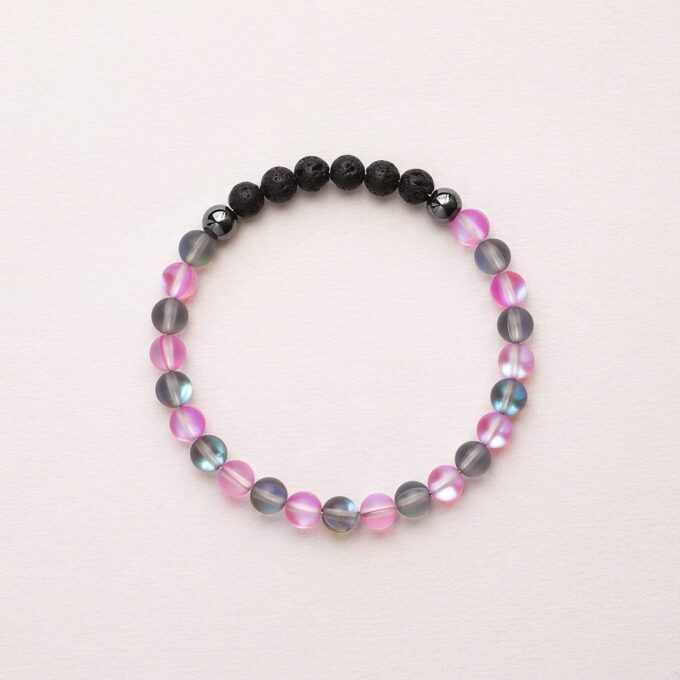 Glow Glass (Grey And Pink) Anxiety Bracelet - Image 3