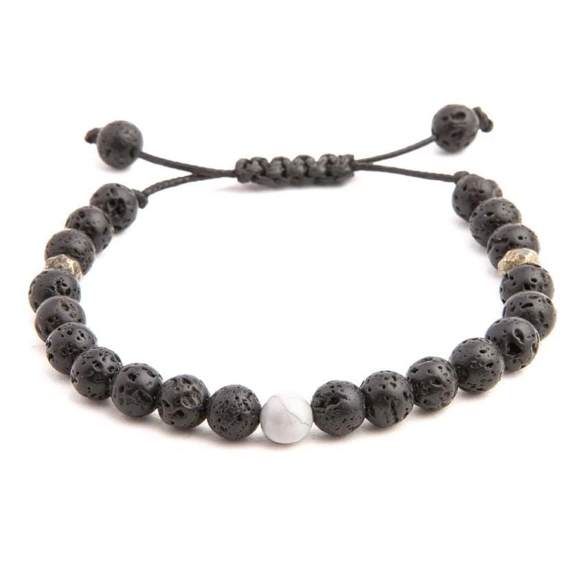Kids White Howlite Adjustable Diffuser Anxiety Bracelet