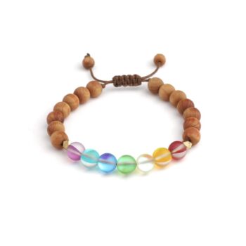 Glow Glass Chakra Wood Adjustable Bracelet