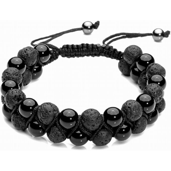 Lava Rock Stone Anxiety  Bracelet -Black Agate - Image 4