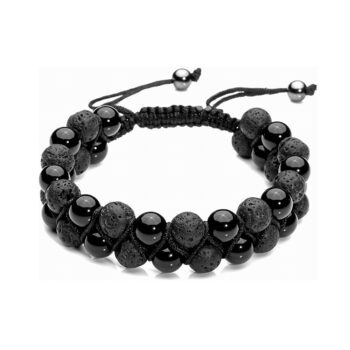 Lava Rock Stone Anxiety  Bracelet -Black Agate