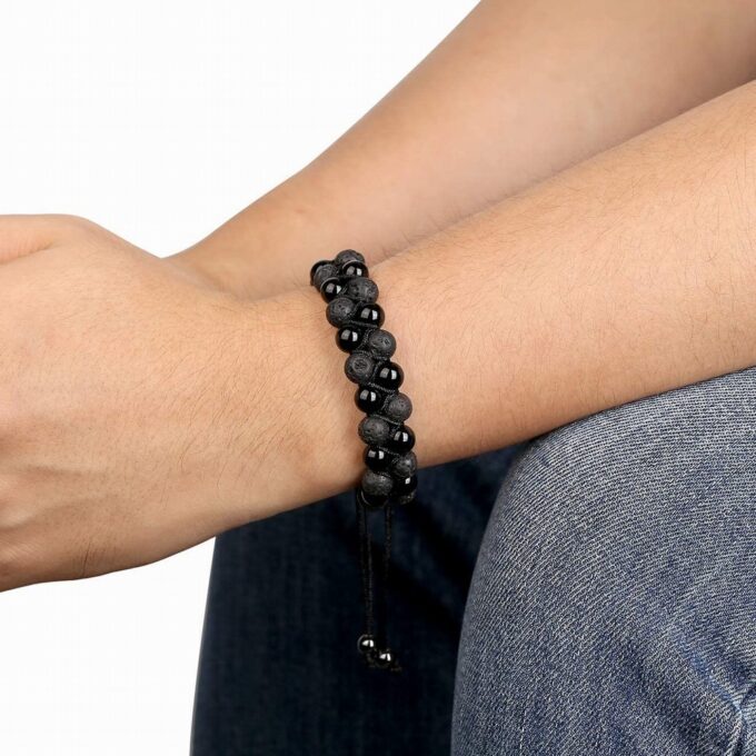 Lava Rock Stone Anxiety  Bracelet -Black Agate - Image 5