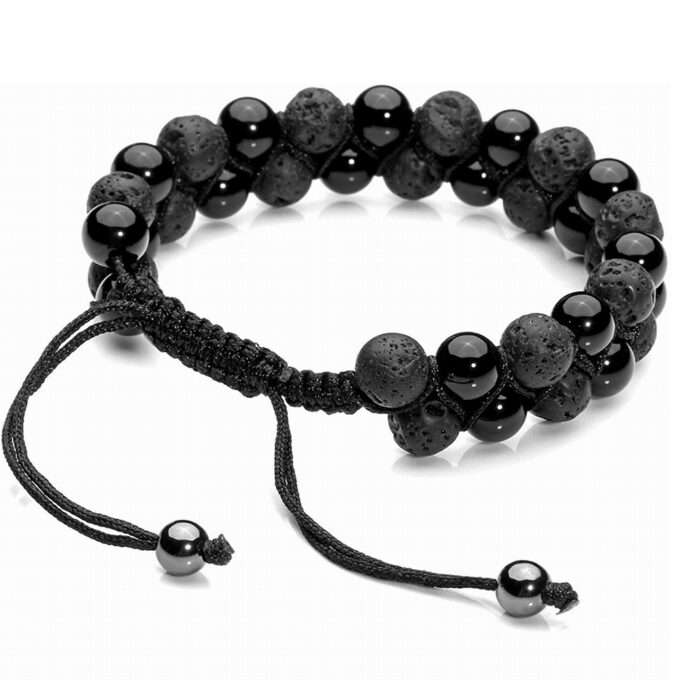 Lava Rock Stone Anxiety  Bracelet -Black Agate - Image 2