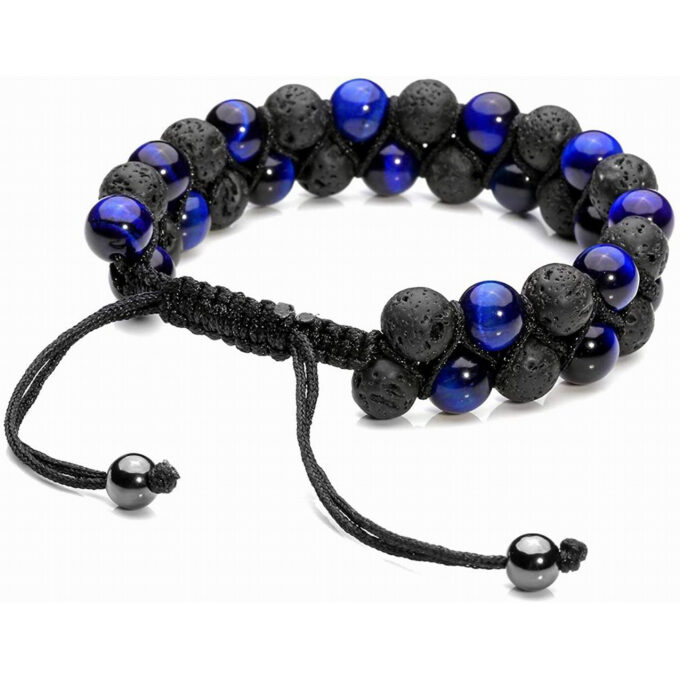 Lava Rock Stone Anxiety  Bracelet - Blue tigers eye - Image 2
