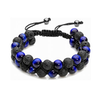 Lava Rock Stone Anxiety  Bracelet - Blue tigers eye