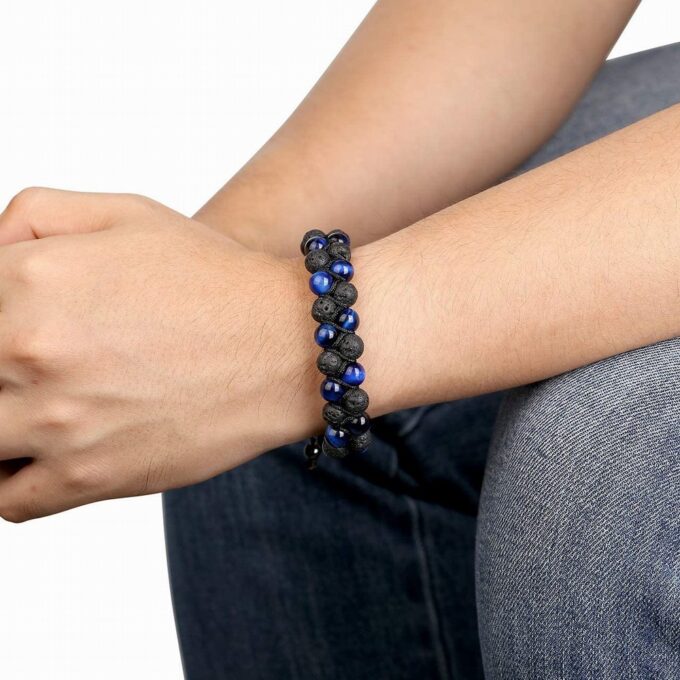 Lava Rock Stone Anxiety  Bracelet - Blue tigers eye - Image 5