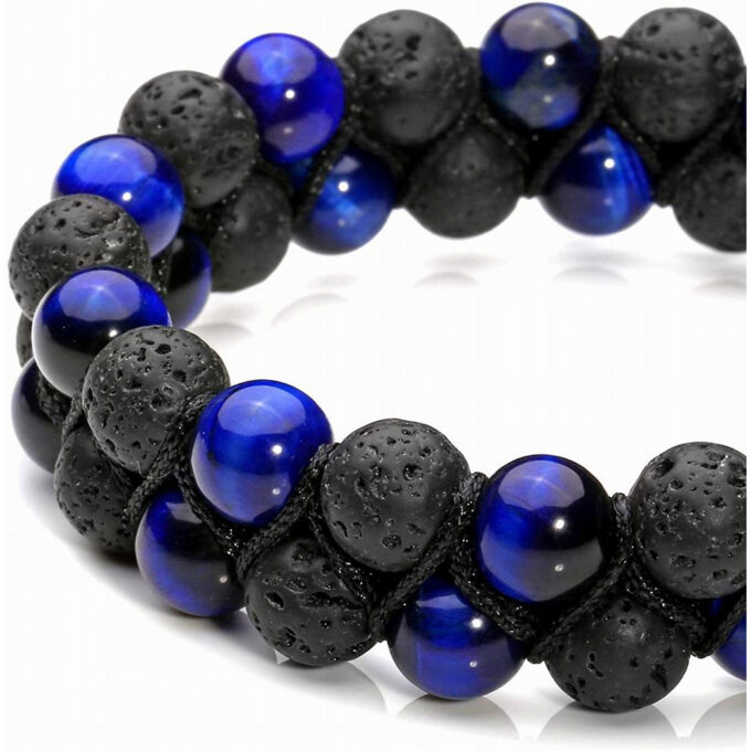 Lava Rock Stone Anxiety  Bracelet - Blue tigers eye - Image 3