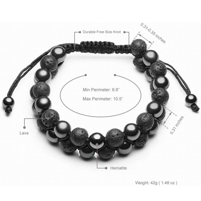 Lava Rock Stone Anxiety  Bracelet- Hematite - Image 4
