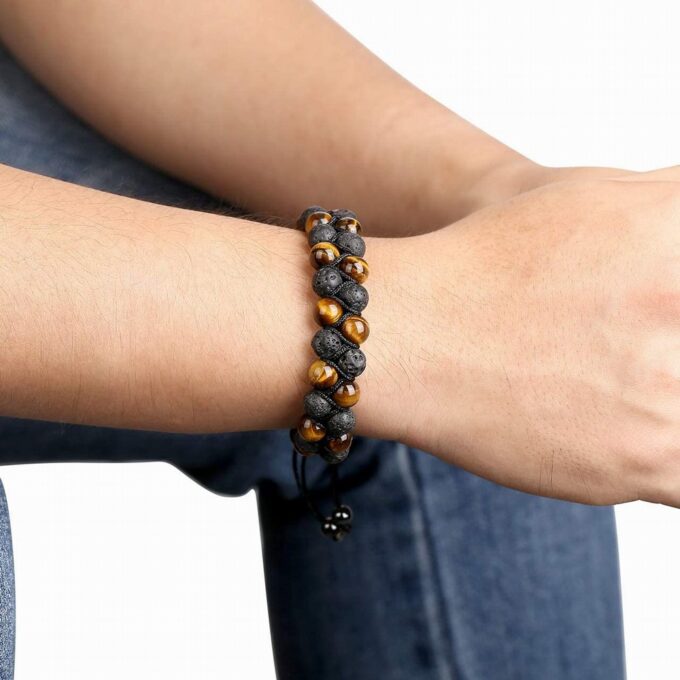 Lava Rock Stone Anxiety  Bracelet-Tigers Eye - Image 5
