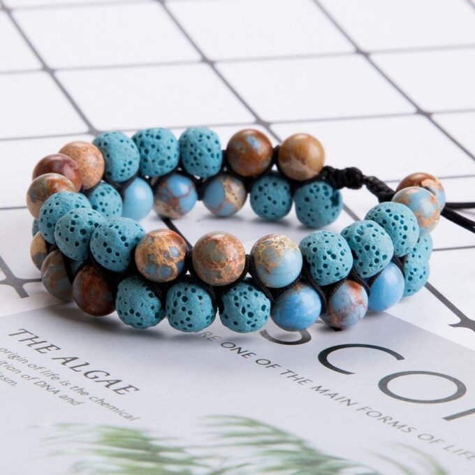 Lava Stone Anxiety Bracelet- Blue - Image 5
