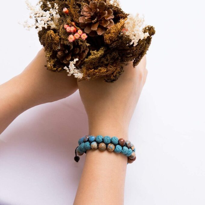 Lava Stone Anxiety Bracelet- Blue - Image 6