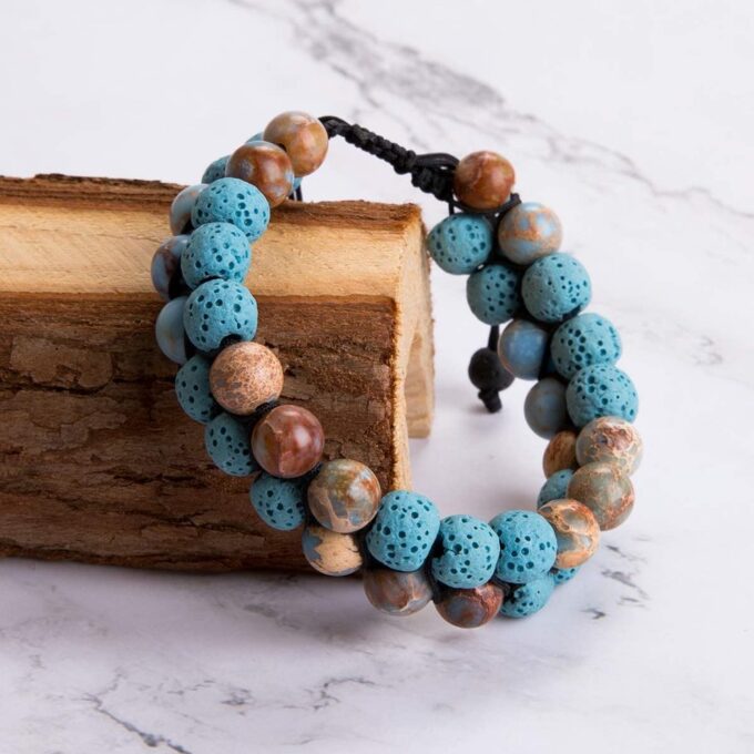 Lava Stone Anxiety Bracelet- Blue - Image 4