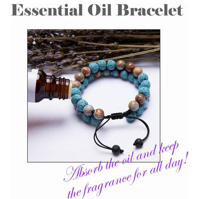 Lava Stone Anxiety Bracelet- Blue - Image 3