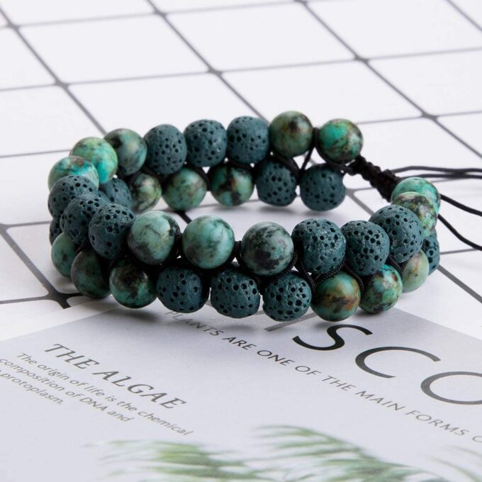 Lava Stone Anxiety Bracelet - Dark green - Image 4