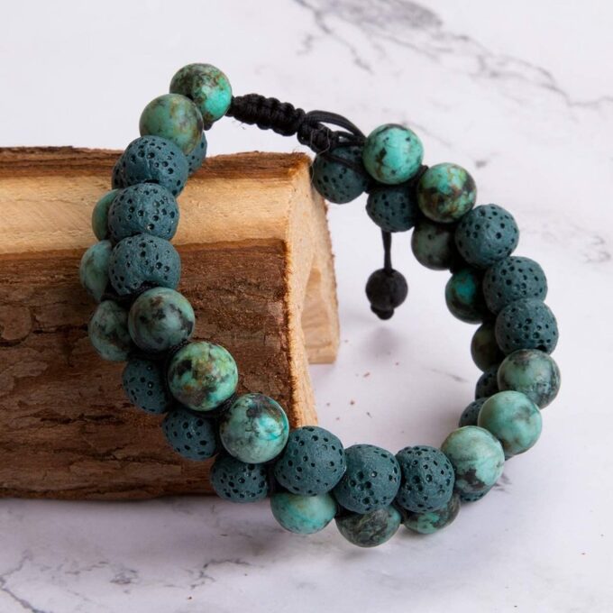 Lava Stone Anxiety Bracelet - Dark green - Image 3